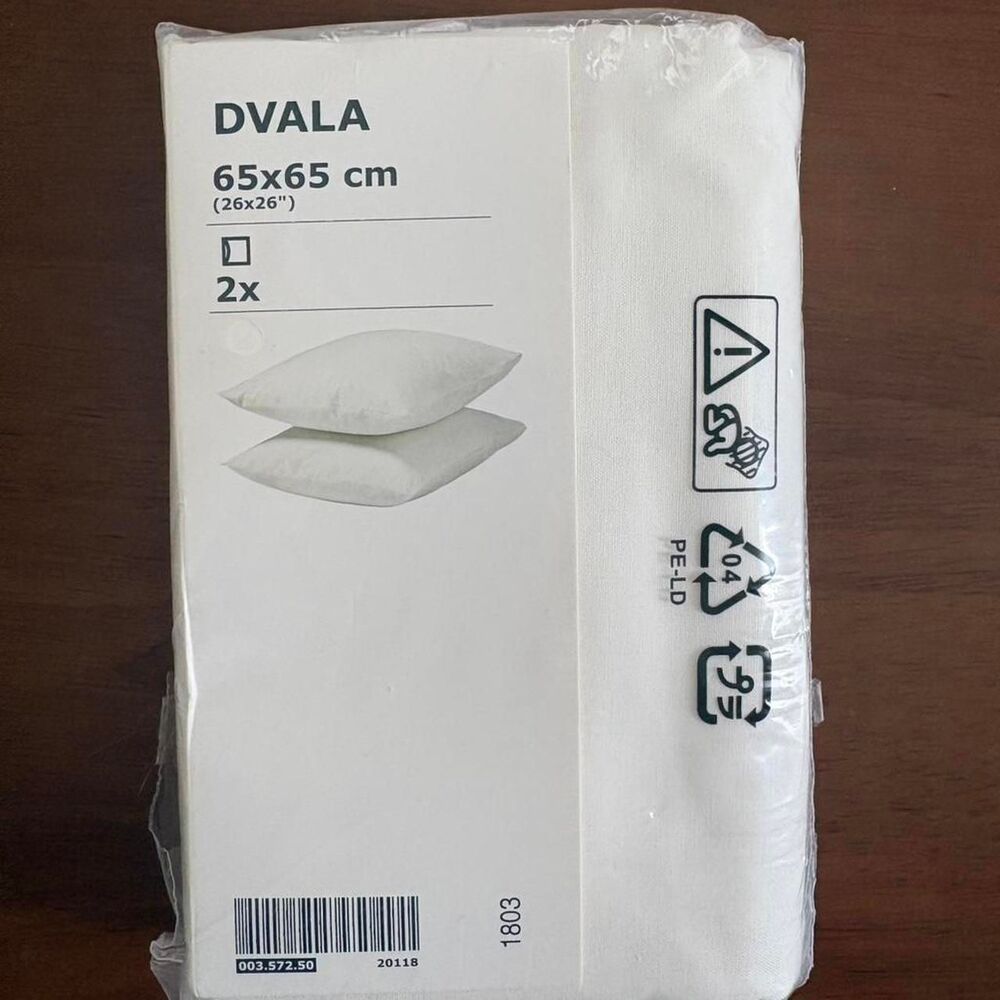 Sealed New Pack of 2 IKEA White Cotton Euro Pillowcases